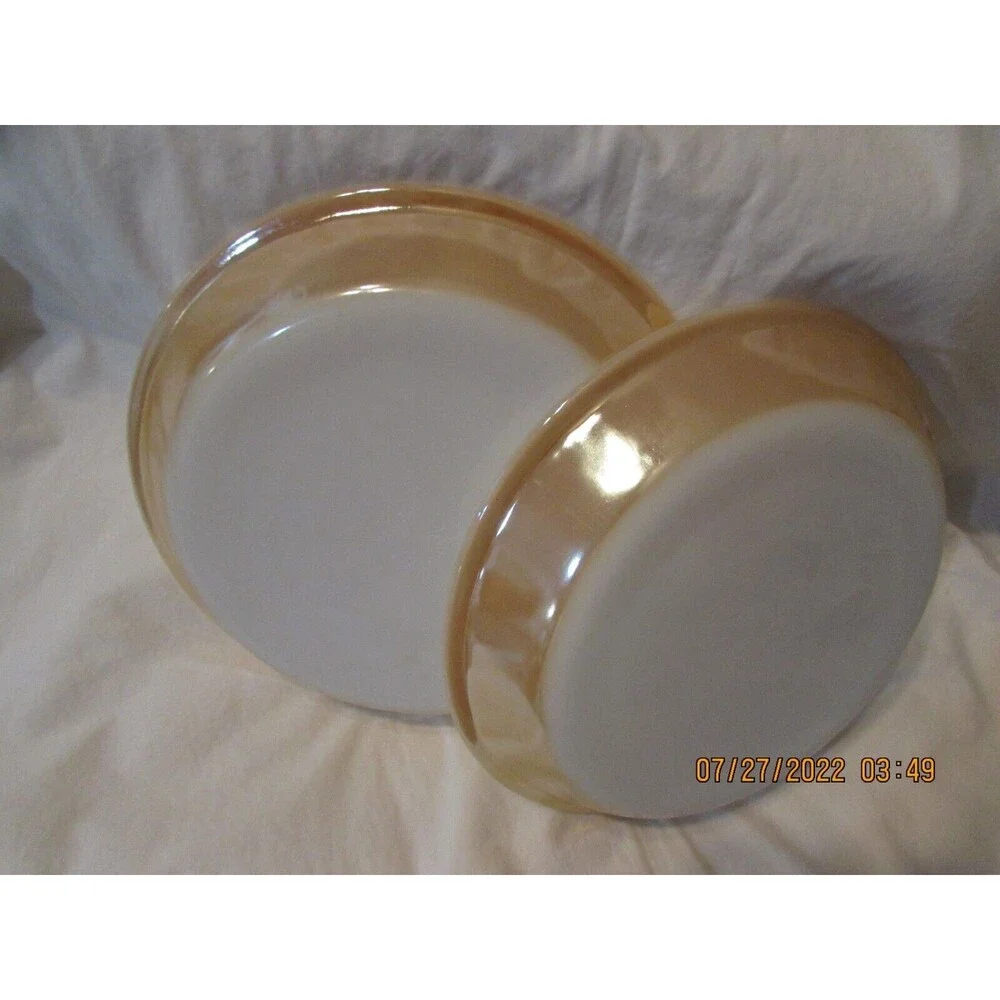 Set Of 2 Vintage Fire King 460 Peach Luster 9 Inch Pie Plates USA Made 1942-45
